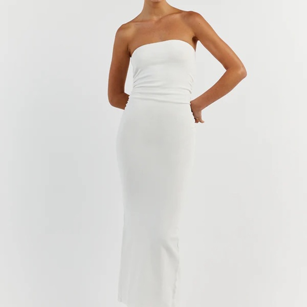 DISSH Carrie White Strapless Midi Dress